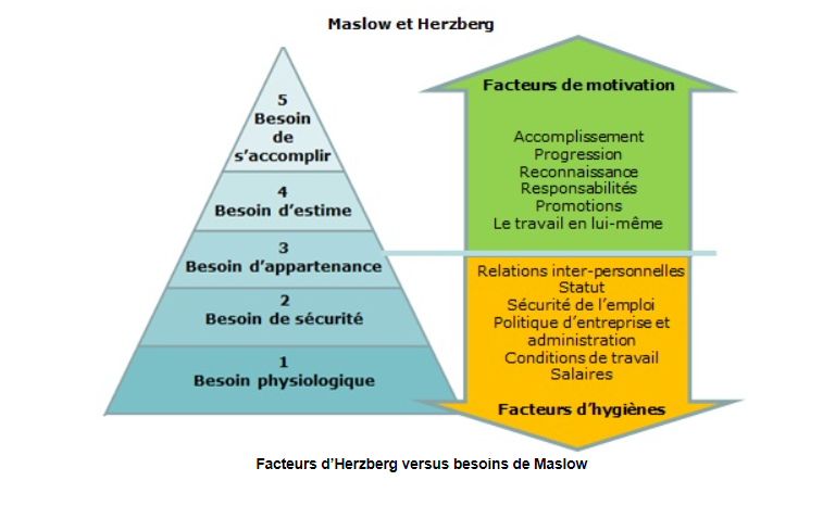 Pyramide des besoins de Maslow et des facteurs de motivations de Herzberg